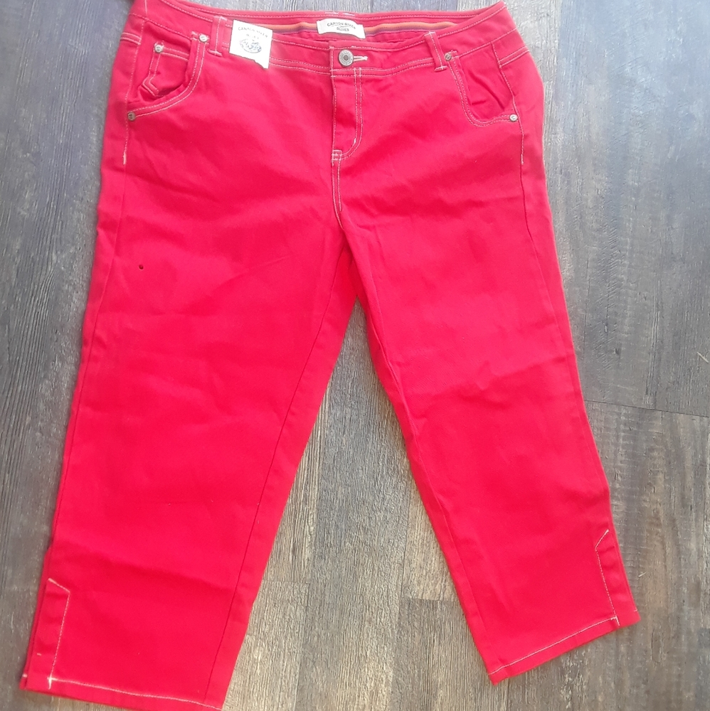 Canyon River Blues Denim Crop Jeans High Risk Red 16 NWT d9.